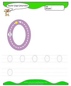okul öncesi çocuklar için 0 Rakamı Çizgi çalışma sayfaları